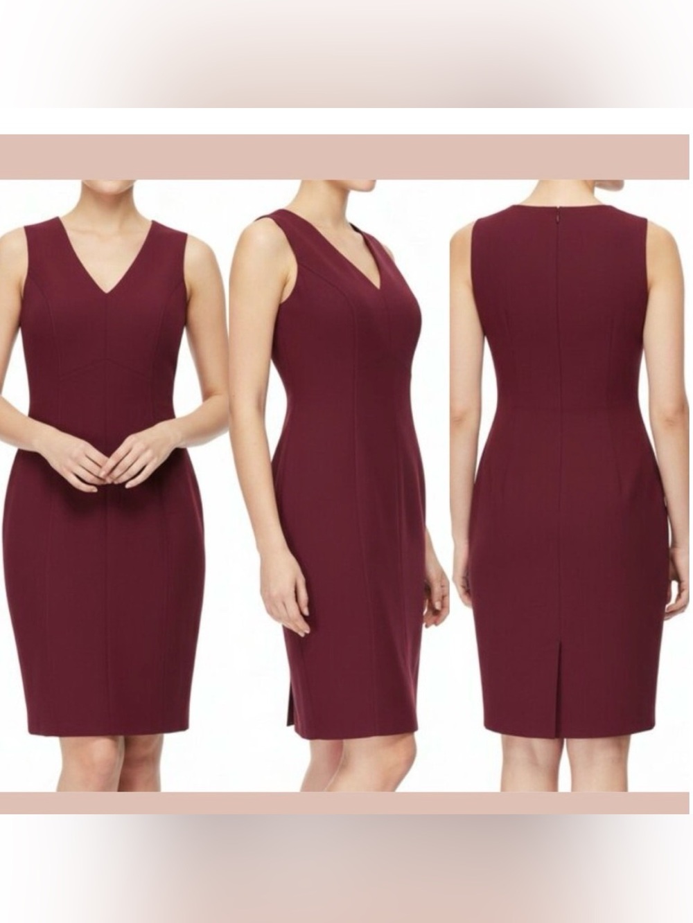 WHBM Sleeveless Sleeveless V-Neck Sheath Dress -  6 Petite